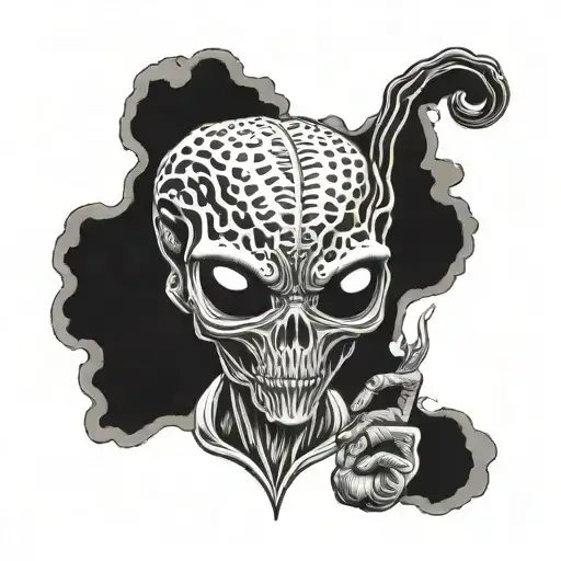 alien smoking tattoo design idea