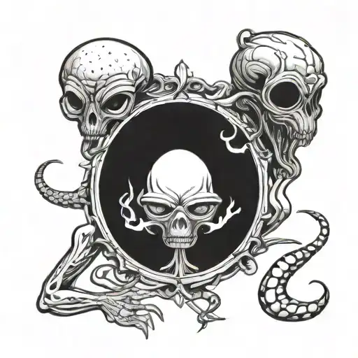 alien smoking tattoo design idea