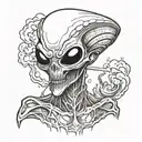 alien smoking tattoo design idea