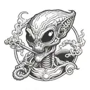alien smoking tattoo design idea