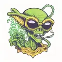 alien smoking weed tattoo design idea