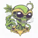 alien smoking weed tattoo design idea