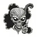 alien smoking tattoo design idea