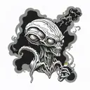 alien smoking tattoo design idea