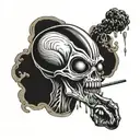 alien smoking tattoo design idea