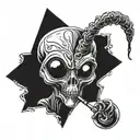 alien smoking tattoo design idea