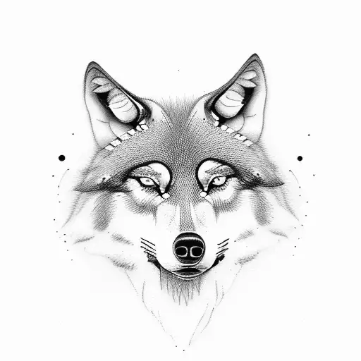 Two wolves paired tattoo is just minimalism tattoo design idea
