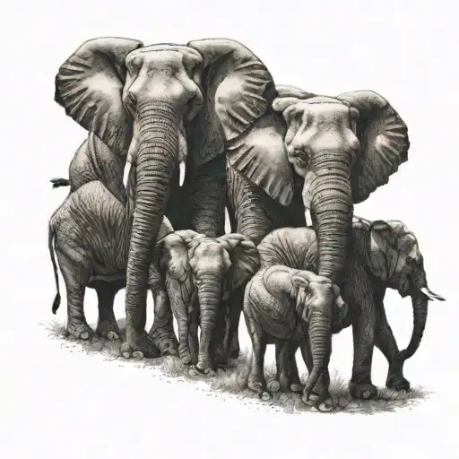 elephant family tattoo design idea