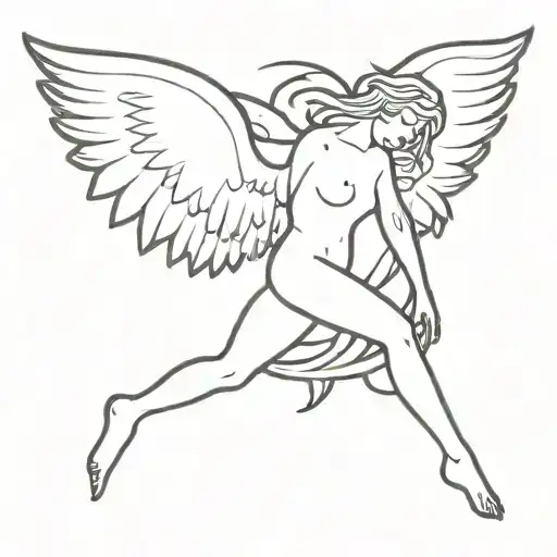 falling angel with devil wings tattoo design idea