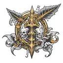 Poseidons trident in water tattoo design idea