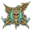 Poseidons trident in water tattoo design idea