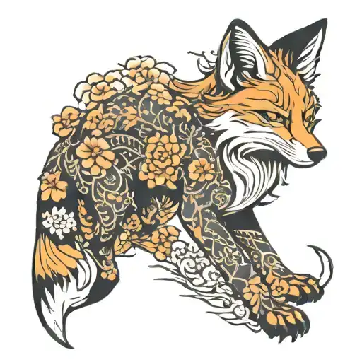 Japanese fox full body tattoo design idea