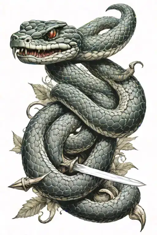 snake and sword tattoo design idea