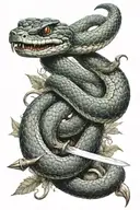 snake and sword tattoo design idea