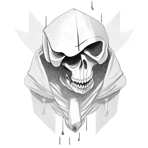 grim reaper hood shadow face tattoo design idea