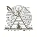 teepee, arrow, sun, spiral tattoo design idea