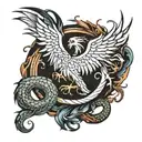 phoenix and dragon wrapped round tattoo tattoo design idea