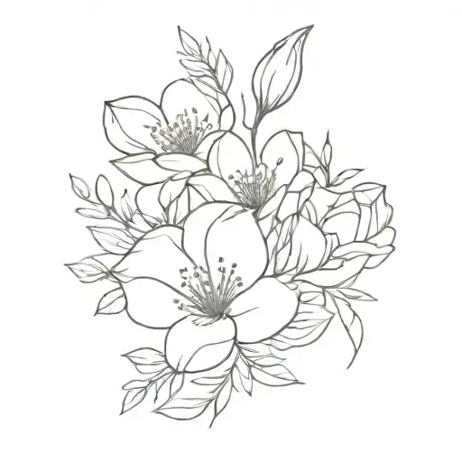 birth flower bouquet  tattoo design idea