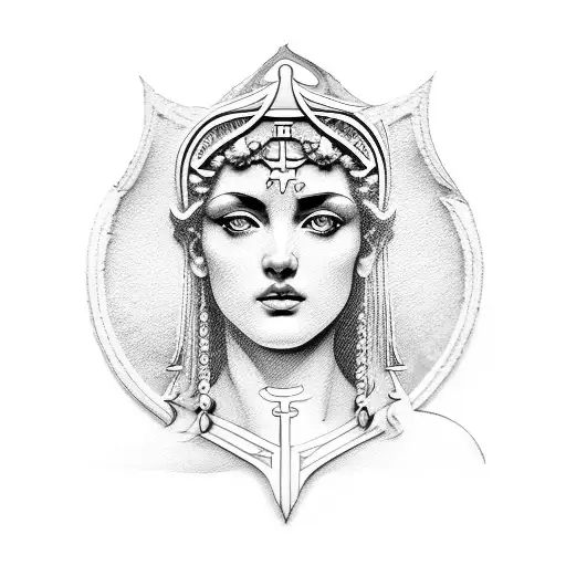 ancient greek Goddess of Justice tattoo design idea