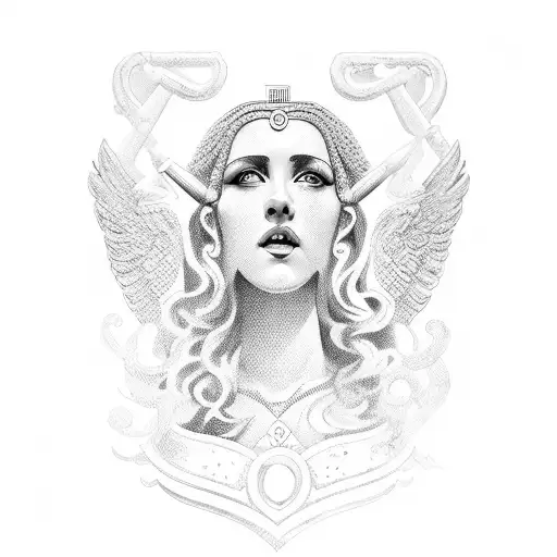 ancient greek Goddes of Justice tattoo design idea