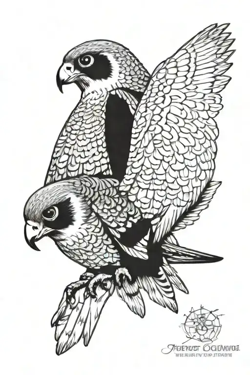 2 peregrine falcons tattoo design idea