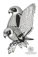 2 peregrine falcons tattoo design idea