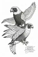 2 peregrine falcons tattoo design idea