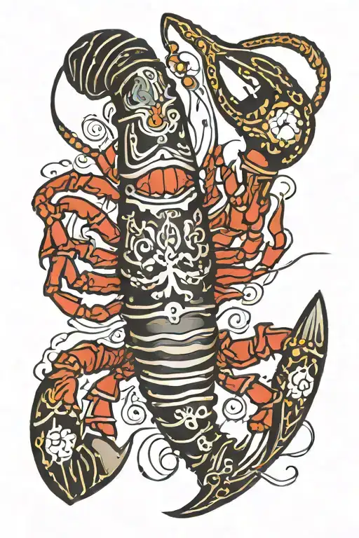 state of Maine shape with lobster tattoo design idea