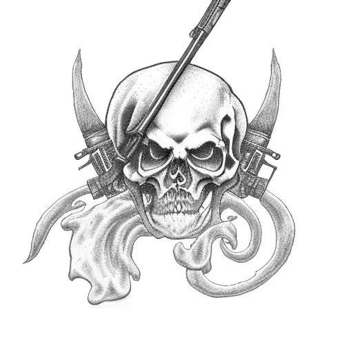 Grim Reaper with guns tattoo design idea