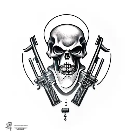 Grim Reaper with guns tattoo design idea