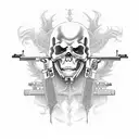 Grim Reaper with guns tattoo design idea