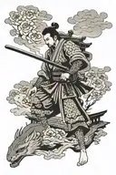 japanese rising sun samurai  temple tattoo design idea