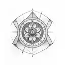 straight arrow with three small flowers and leaf around the arrow  tattoo design idea