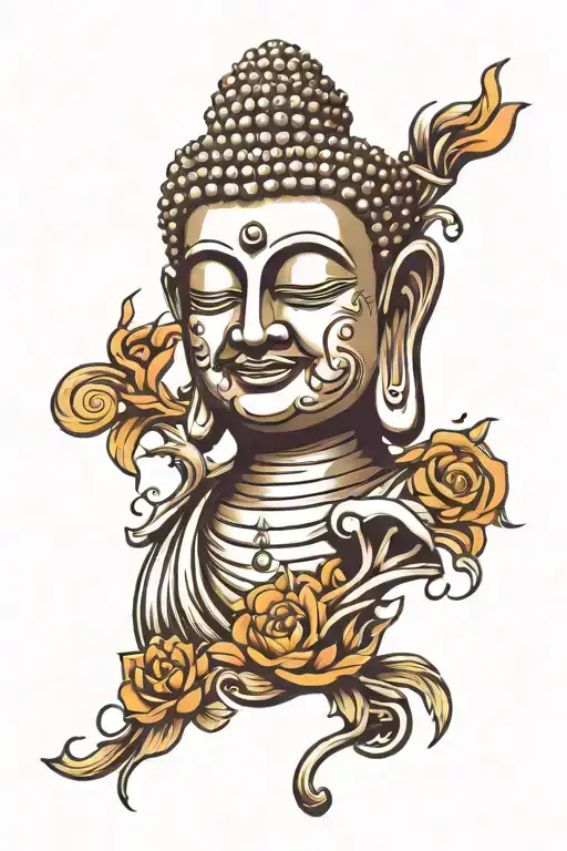 Buddha face tattoo design idea