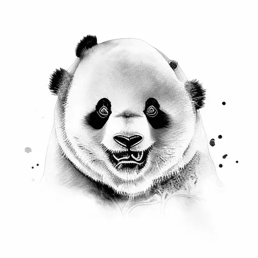  panda, bamboo, water tattoo design idea