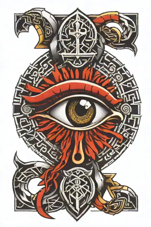ankh symbol and an eye tattoo design idea