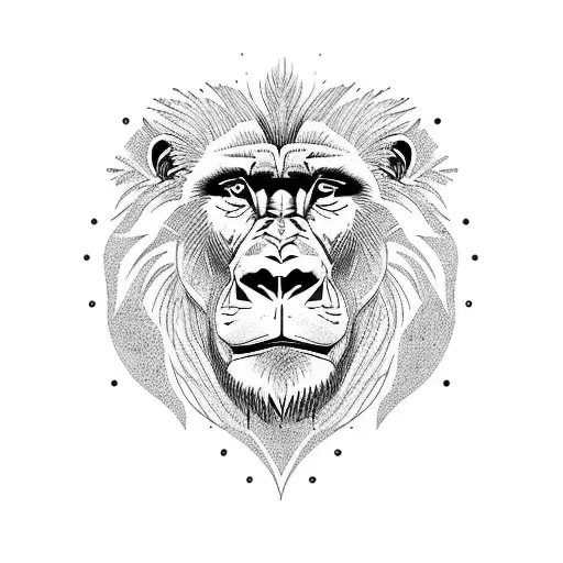Gorilla, Lion, Ocean, Mountain tattoo design idea