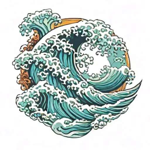 wave surf style tattoo design idea
