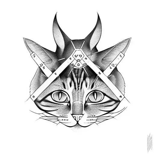 cat with training equipment  tattoo design idea