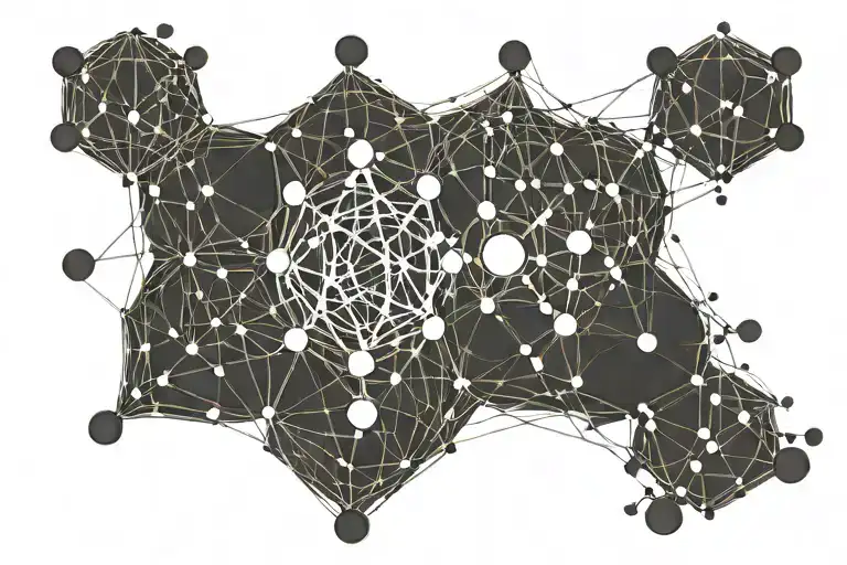 Serotonine molecule with one molecule geometrical corect, and the other one like it's melting abstract tattoo design idea