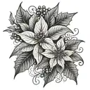 poinsettia flower and holly berry incorporated tattoo design idea