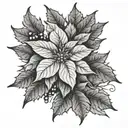 poinsettia flower and holly berry incorporated tattoo design idea