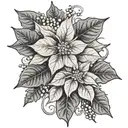 poinsettia flower and holly berry incorporated tattoo design idea