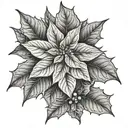 poinsettia flower and holly berry incorporated tattoo design idea