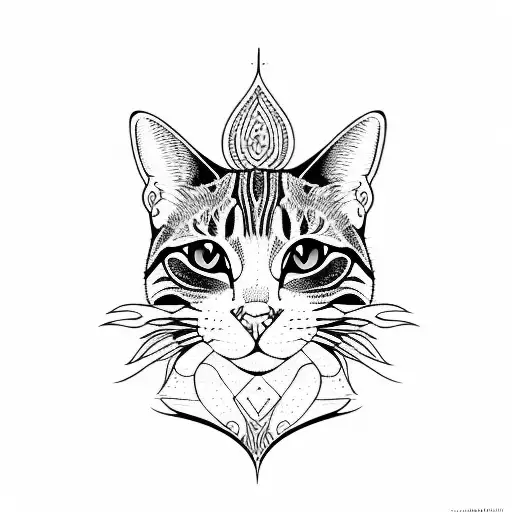 bohemian cat tattoo design idea