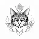 bohemian cat tattoo design idea
