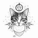 bohemian cat tattoo design idea