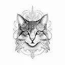 bohemian cat tattoo design idea