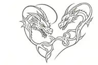dragon eating heart hippie  tattoo design idea