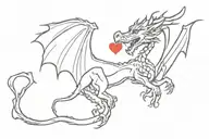 dragon eating heart hippie  tattoo design idea
